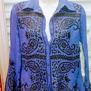 Black and blue Paisley print top
